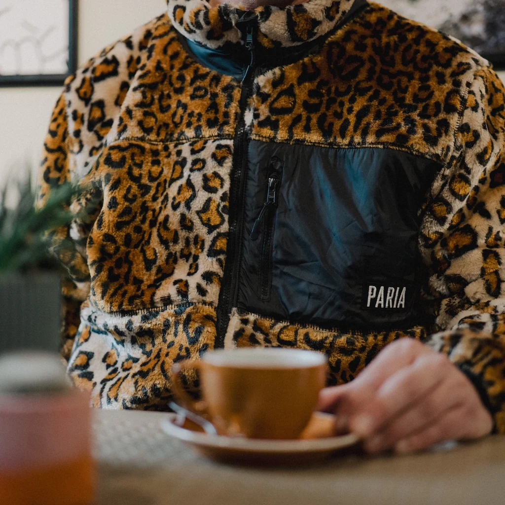 Animal Print Sherpa Fleece Cycling Commuter Jacket - Image 4