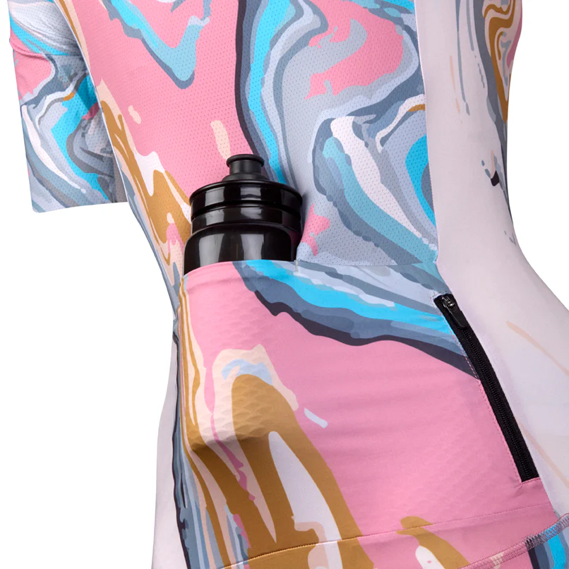 Marble Print Women's Short Sleeve Cycling Jersey - Image 4