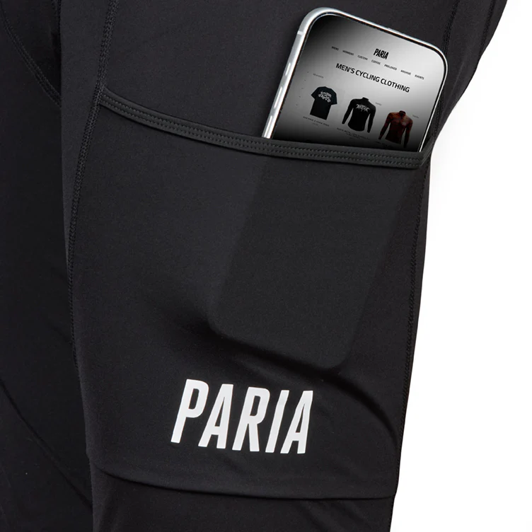 Mens Black Cycling Gravel Shorts with extra 5cm - Image 3