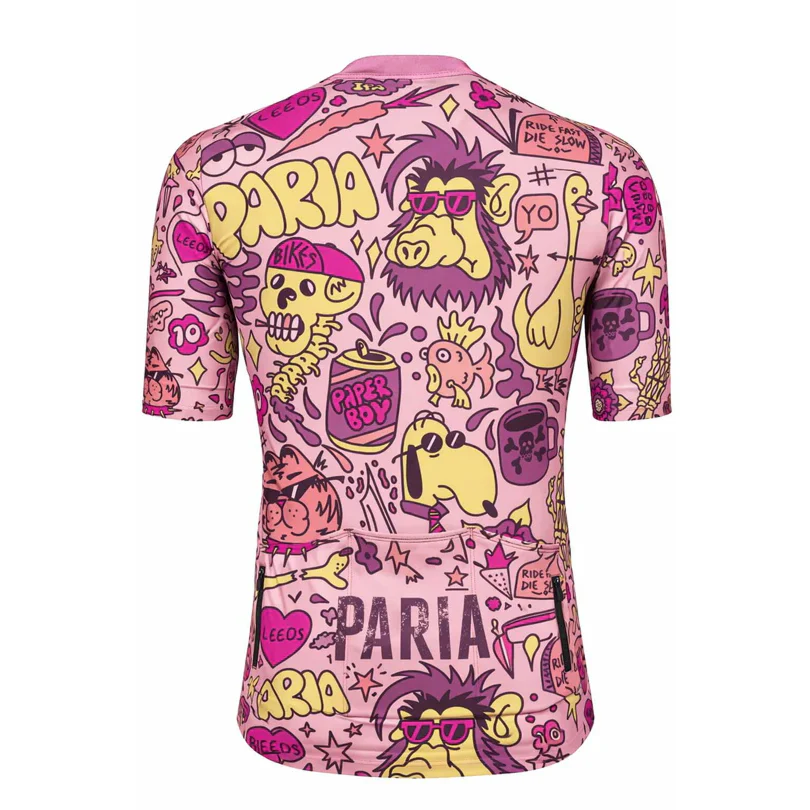 PARIA Paperboy Cycling Jersey ‚Äì Pink Graphic Club Fit (Men‚Äôs) - Image 2
