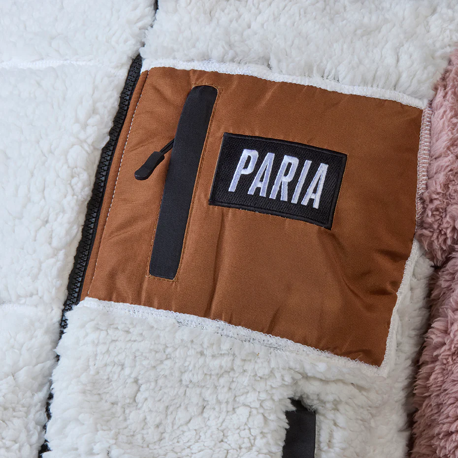 Sherpa Fleece Cycling Commuter Jacket - Off White Ash Rose - Image 3