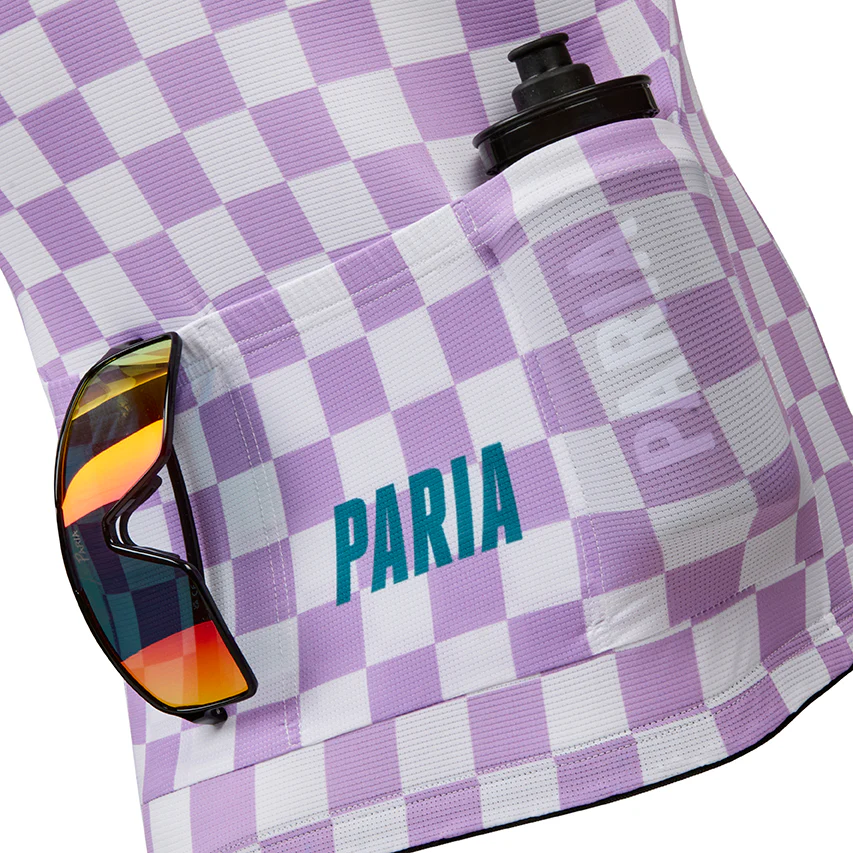 Wreckerboard Checked Men's Cycling Jersey Lilac - Image 3