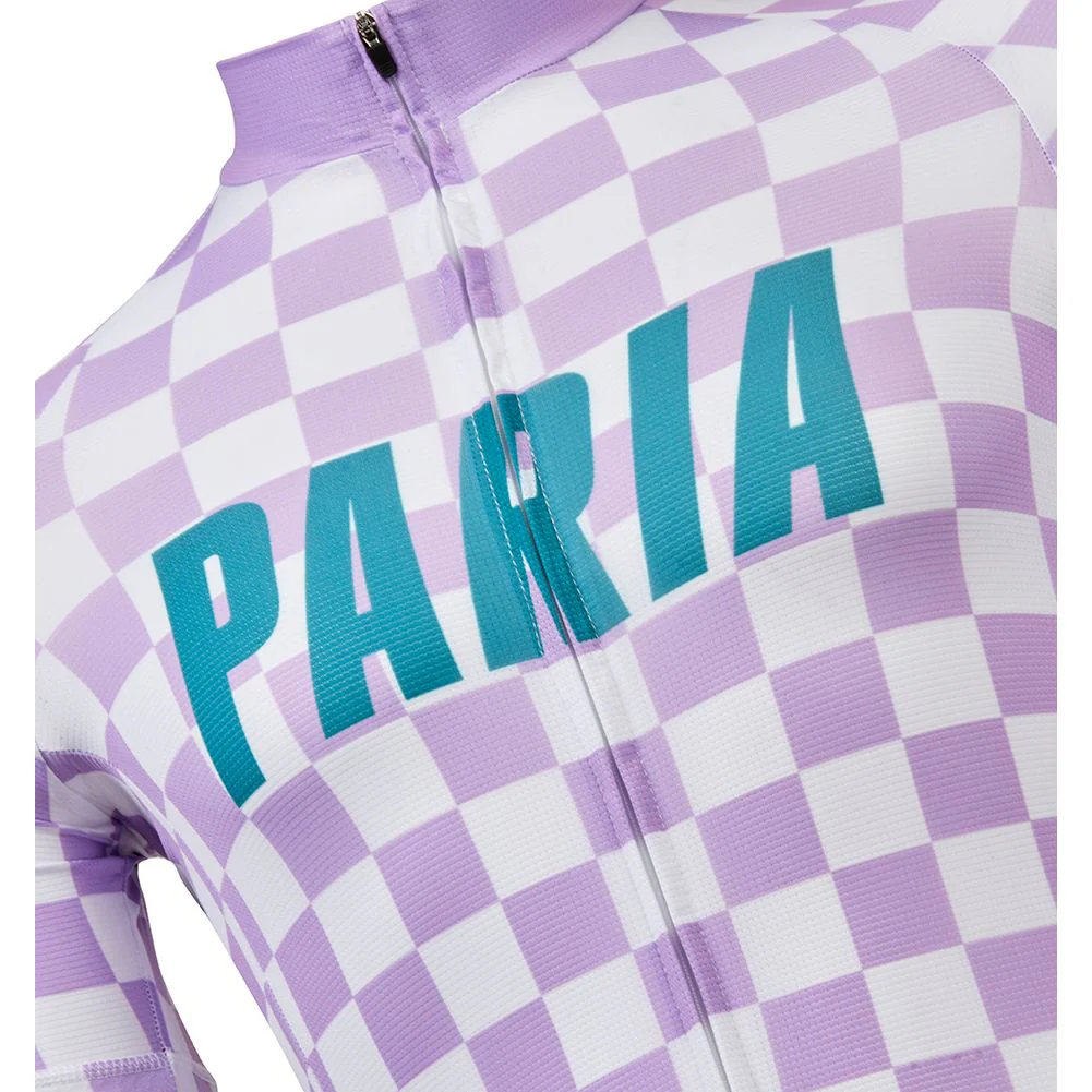 Wreckerboard Checked Men's Cycling Jersey Lilac - Image 4